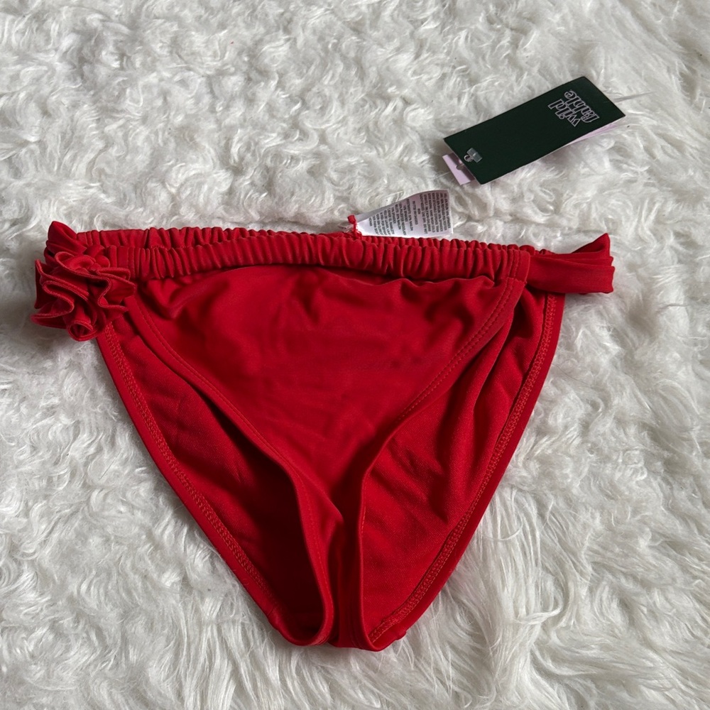NWT Wild Fable Red Low Rise High Leg Rose Bikini Swim Bottoms XS